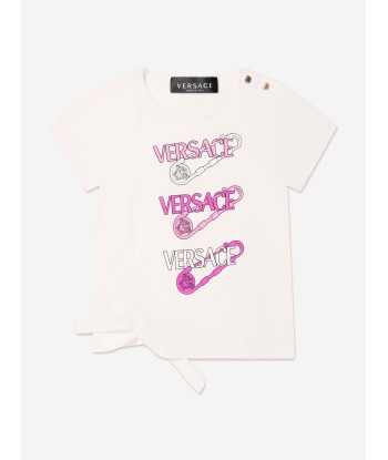 Versace Baby Girls Safety Pin T-Shirt in White sélection de produits