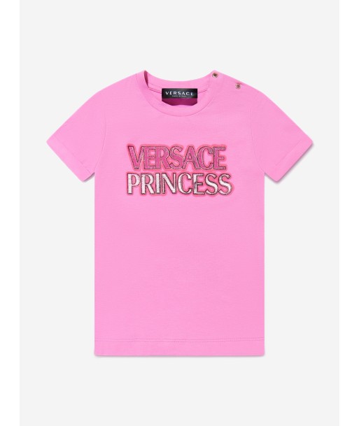 Versace Baby Girls Princess Logo Dress in Pink rembourrage situé sous