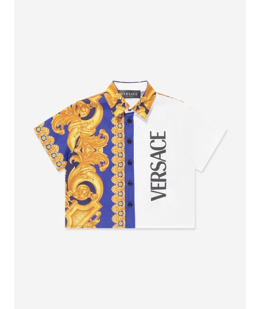 Versace Baby Boys Barocco Short Sleeve Shirt in Blue Le MVP de beaucoup