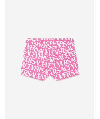 Versace Baby Girls Logo Print Shorts in Pink store