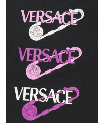 Versace Girls Safety Pin Logo T-Shirt in Black Le MVP de beaucoup