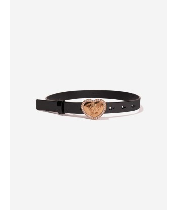 Versace Girls Leather Heart Logo Belt in Black Découvrez la collection