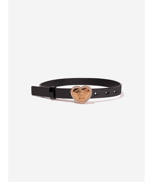 Versace Girls Leather Heart Logo Belt in Black Découvrez la collection