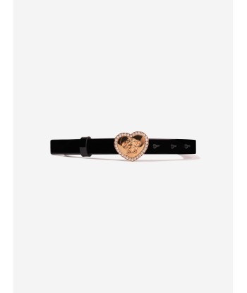 Versace Girls Leather Heart Logo Belt in Black Découvrez la collection