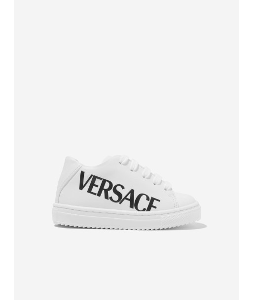 Versace Kids Leather Logo Trainers in White En savoir plus