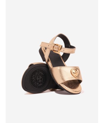 Versace Girls Heart Logo Sandals in Gold la livraison gratuite