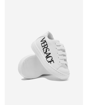 Versace Kids Leather Logo Trainers in White En savoir plus