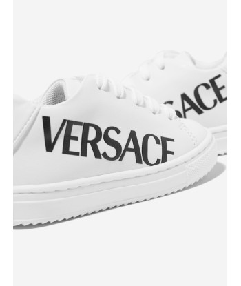 Versace Kids Leather Logo Trainers in White En savoir plus