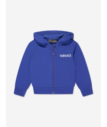 Versace Baby Boys Logo Zip Up Hoodie in Blue destockage