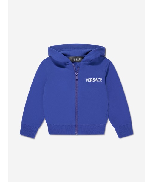 Versace Baby Boys Logo Zip Up Hoodie in Blue destockage