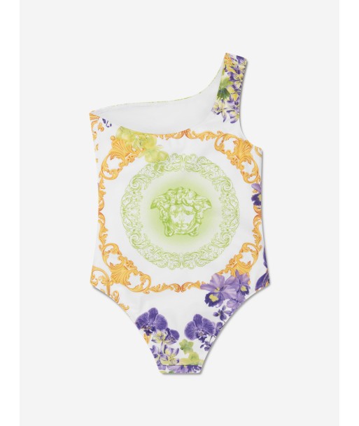 Versace Girls Orchid Logo Swimming Costume in White vente chaude votre 