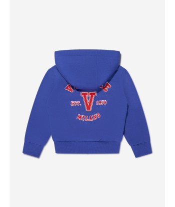 Versace Baby Boys Logo Zip Up Hoodie in Blue destockage