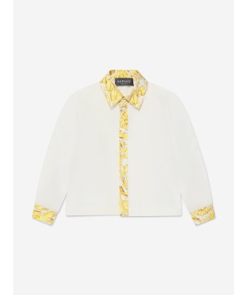 Versace Baby Boys Long Sleeve Barocco Shirt in White brillant des détails fins