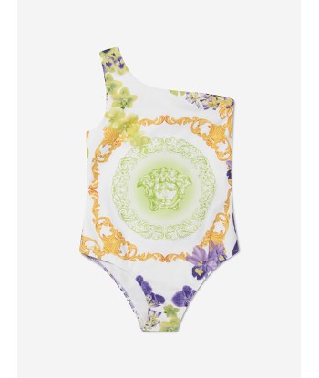 Versace Girls Orchid Logo Swimming Costume in White vente chaude votre 