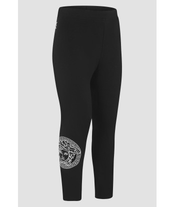 Versace Girls Cotton Jersey Medusa Logo Leggings destockage