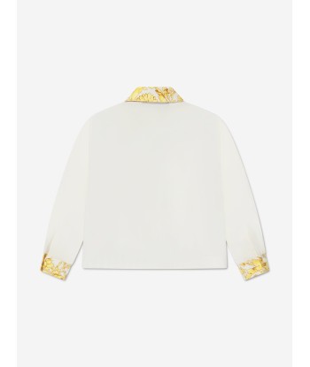 Versace Baby Boys Long Sleeve Barocco Shirt in White brillant des détails fins