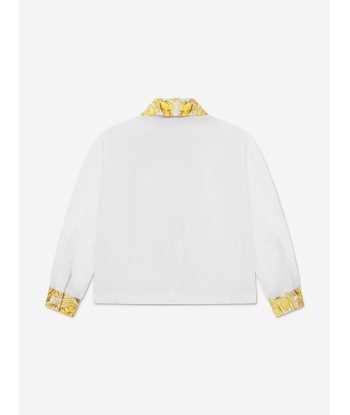 Versace Boys Barocco Trim Shirt in White chez Cornerstreet bien 