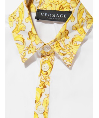 Versace Boys Barocco Trim Shirt in White chez Cornerstreet bien 