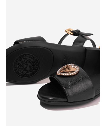 Versace Girls Heart Logo Sandals in Black du meilleur 