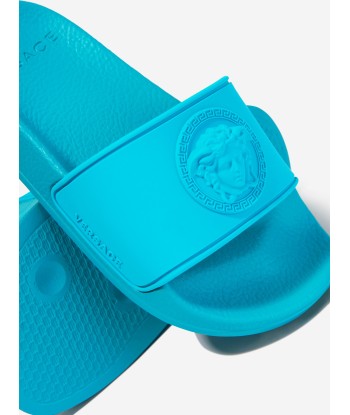 Versace Kids Medusa Logo Sliders in Turquoise Paris Déstockage Promo