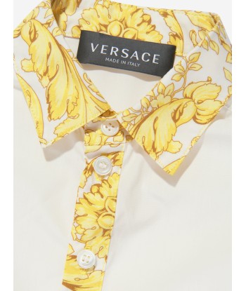 Versace Baby Boys Long Sleeve Barocco Shirt in White brillant des détails fins