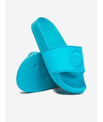 Versace Kids Medusa Logo Sliders in Turquoise Paris Déstockage Promo