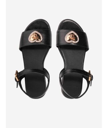 Versace Girls Heart Logo Sandals in Black du meilleur 