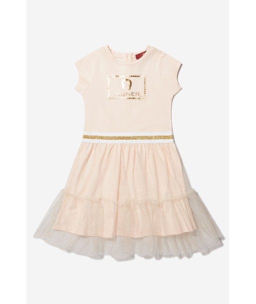 Aigner Girls Cotton And Tulle Logo Dress pas cher chine