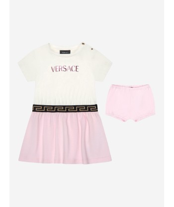 Versace Baby Girls Cotton Jersey Logo Print Dress With Knickers Pour