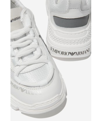 Emporio Armani Boys Leather And Mesh Reflective Trainers destockage