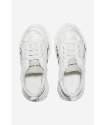 Emporio Armani Boys Leather And Mesh Reflective Trainers destockage