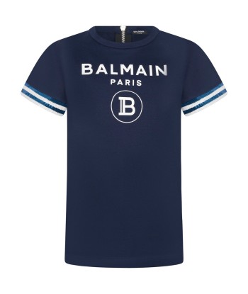 Balmain Girls Dress - Cotton Milano Logo Dress Vous souhaitez 