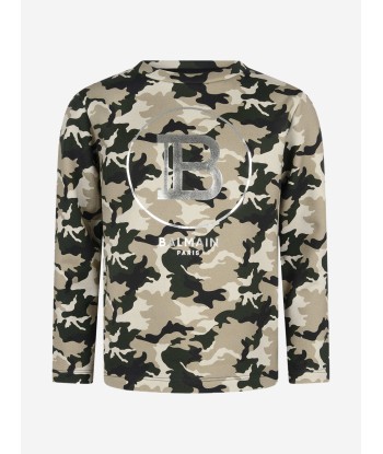 Balmain Boys Sweater - Camouflage Cotton Logo Sweater les muscles