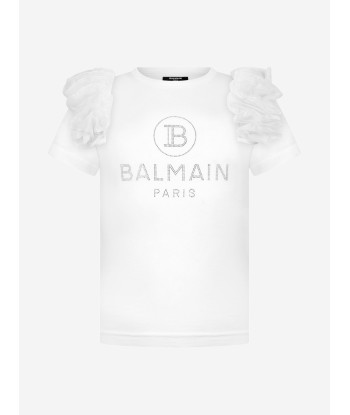 Balmain Girls T-Shirt - Cotton RuffTrim T-Shirt votre