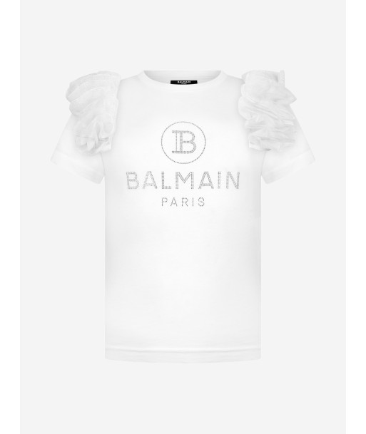 Balmain Girls T-Shirt - Cotton RuffTrim T-Shirt votre