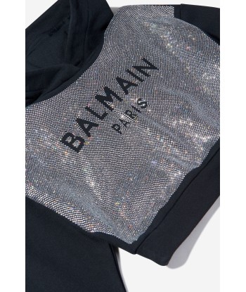 Balmain Girls Cotton Cropped Hoodie Jusqu'à 80% De Réduction