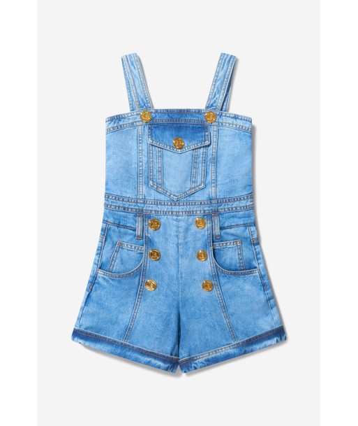 Balmain Girls Cotton Denim Short Dungarees chez Cornerstreet bien 