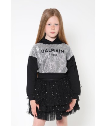 Balmain Girls Cotton Cropped Hoodie Jusqu'à 80% De Réduction