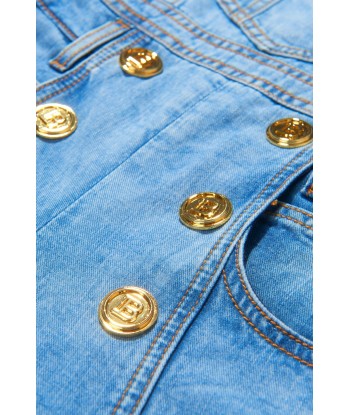 Balmain Girls Cotton Denim Short Dungarees chez Cornerstreet bien 