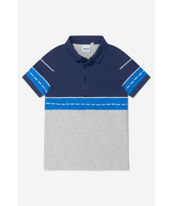 BOSS Boys Cotton Pique Logo Print Polo Shirt le des métaux précieux