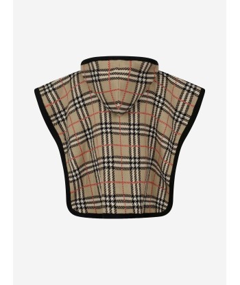 Burberry Baby Girls Beige Vintage Check Wool Poncho soldes