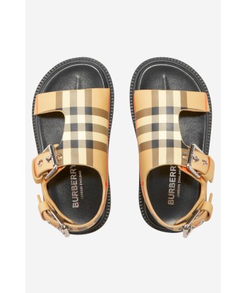 Burberry Unisex Leather Check Buckled Sandals Véritable concentré