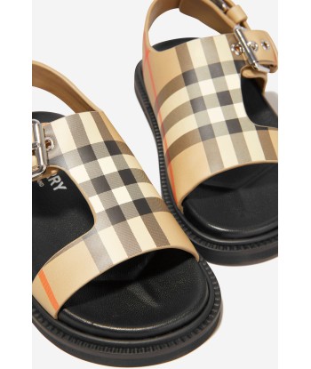 Burberry Unisex Leather Check Buckled Sandals Véritable concentré