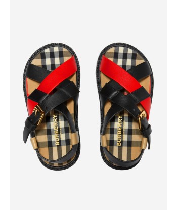 Burberry Unisex Leather Check Sandals acheter en ligne