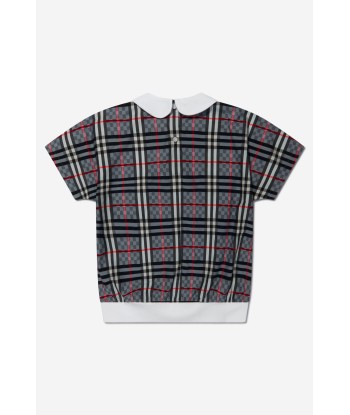 Burberry Girls Cotton Jersey Check Panel Top du meilleur 