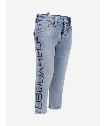 Dsquared2 Boys Jeans - Faded Distressed Denim Logo Jeans pas chere