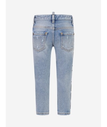 Dsquared2 Boys Jeans - Faded Distressed Denim Logo Jeans pas chere