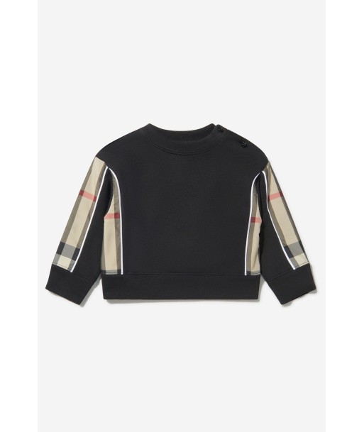 Burberry Baby Girls Cotton Check Trim Sweatshirt destockage