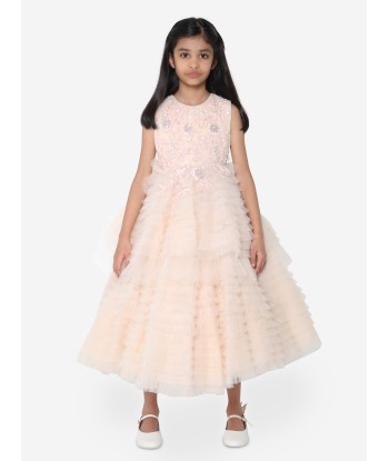 Maison Ava Girls Coralie Dress in Blush pas cher