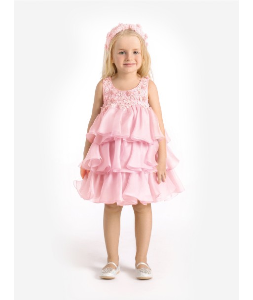 Maison Ava Girls Lumi Dress in Pink français